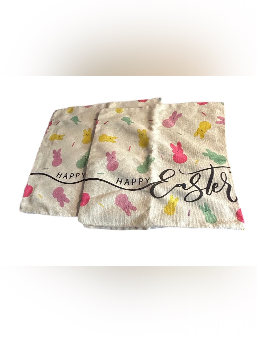 Easter Bunny Peeps Print Decorative Pillow Cases - Pastel Pink, Yellow, Green